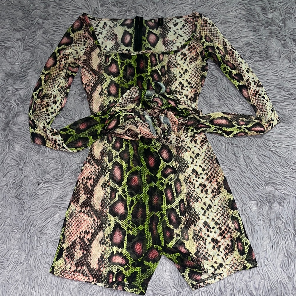 Mesh Snakeskin Rumper (Boutique)